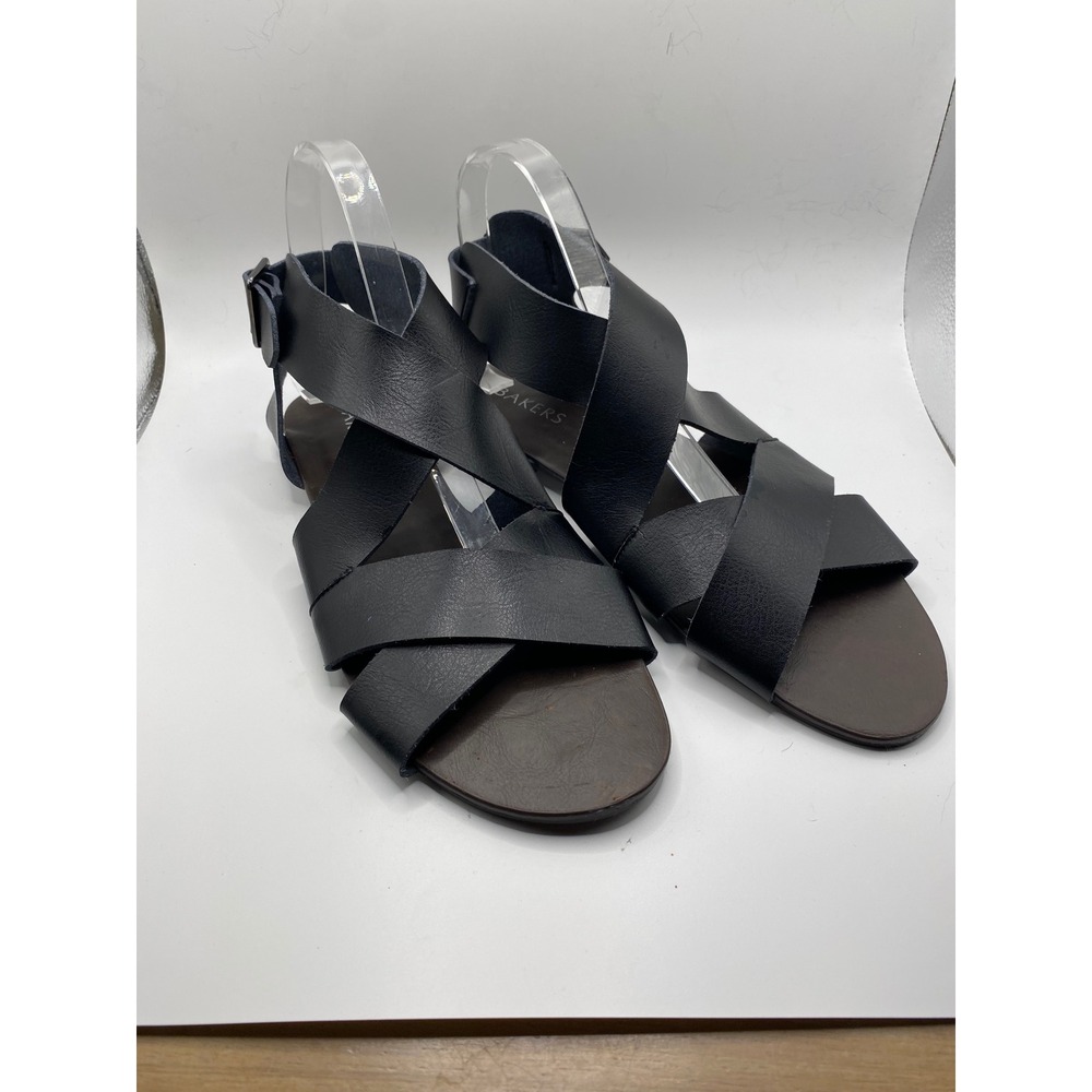 Bakers Black Criss Cross Gladiator Sandals Ankle Strap Buckle Detail 10M